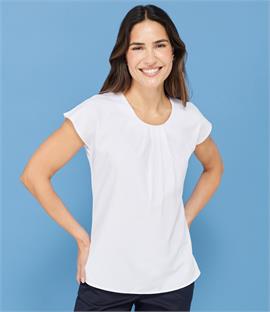 Henbury Ladies Pleat Front Short Sleeve Shirt